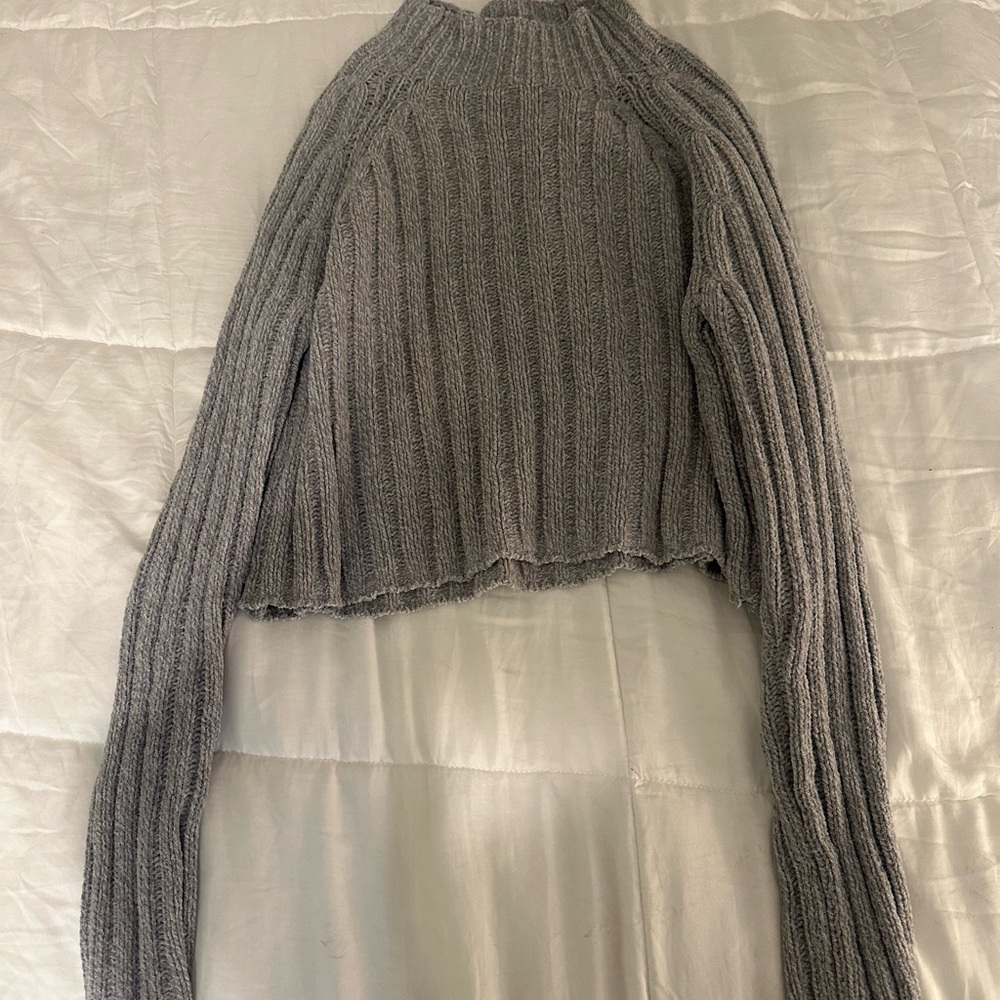 Gray Ribbed Women's Sweater